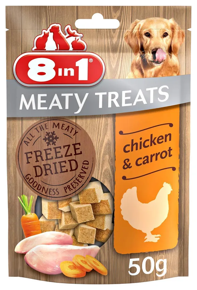 8in1-meaty-treats-friandise-poulet-carottes-50-g-lyophilis-e image 1