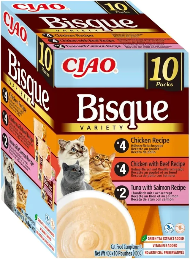 inaba-ciao-bisque-pur-e-chat-vari-t-poulet-b-uf-thon-10x40g image 1