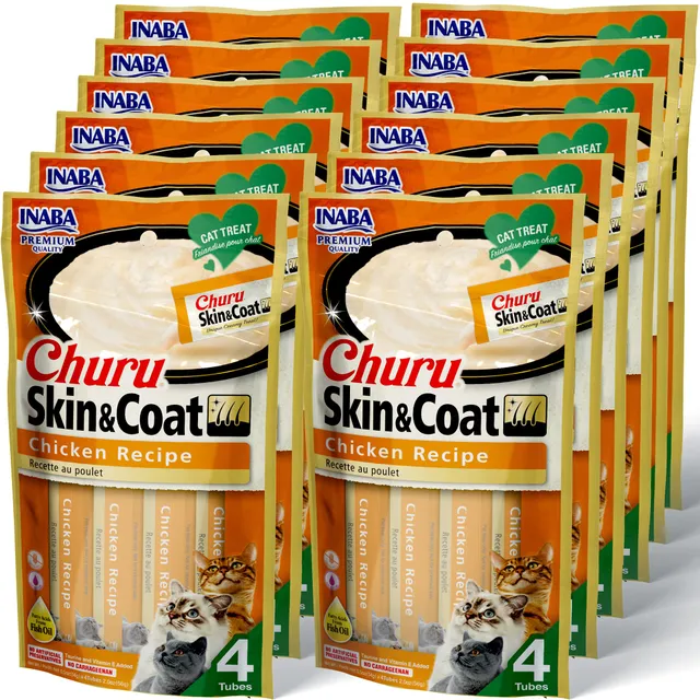 inaba-ciao-churu-skin-coat-pur-e-chat-poulet-48-tubes-om-ga image 1