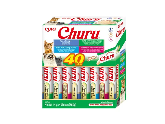 inaba-churu-friandise-chat-thon-fruits-de-mer-40x14g-pur-e image 1