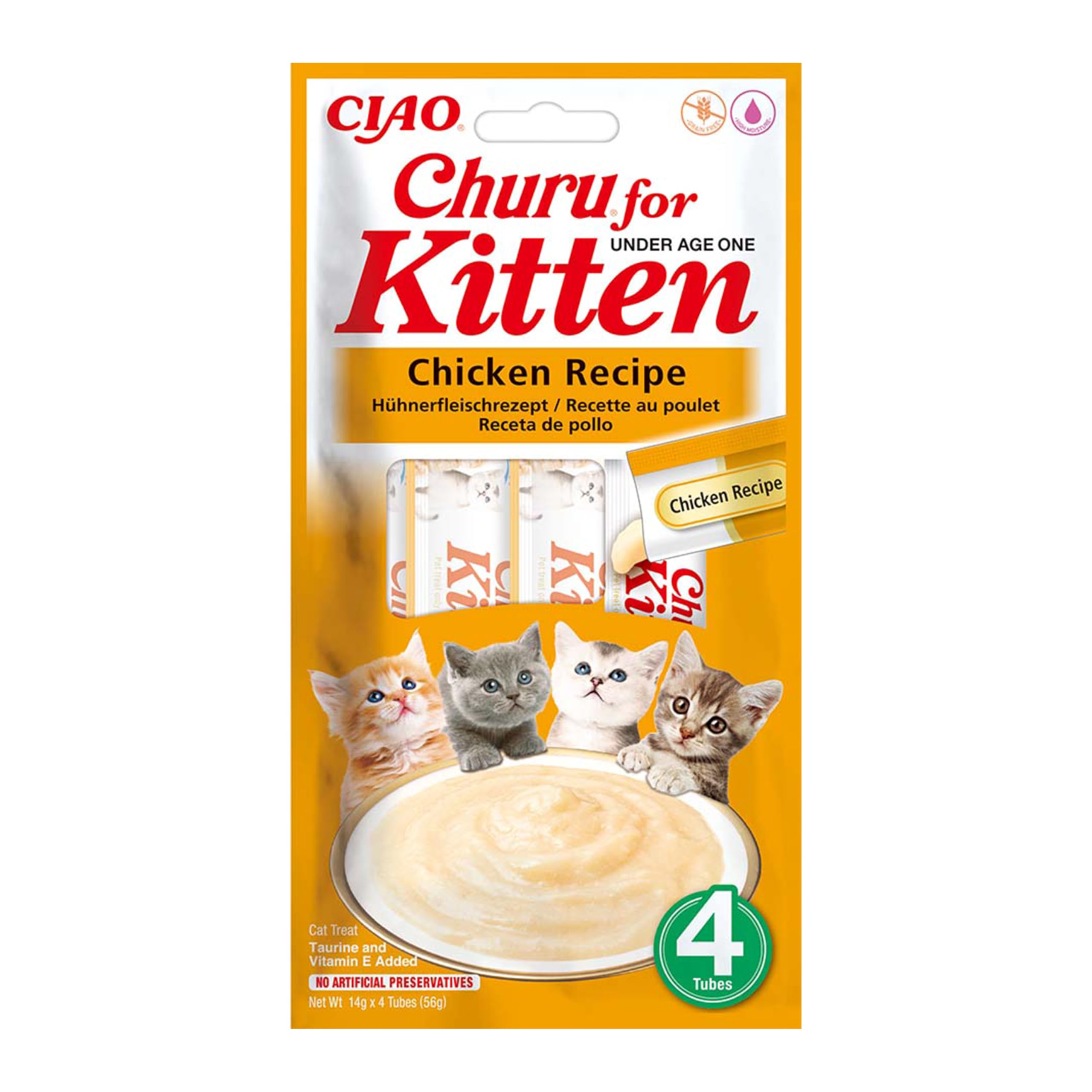 inaba-churu-kitten-cr-me-chat-poulet-4-x-14-g-hydratante image 1