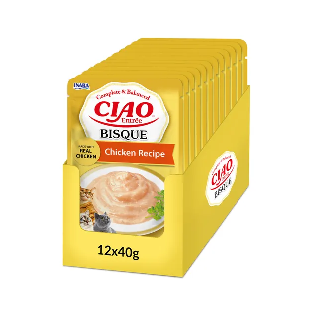 inaba-ciao-entr-e-bisque-repas-chat-poulet-40-g-lot-de-12-complet image 1