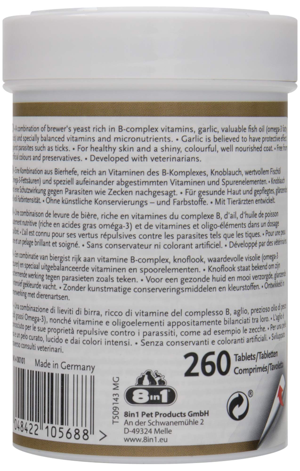 8in1-vitality-levure-de-bi-re-chien-ail-260-comprim-s image 2