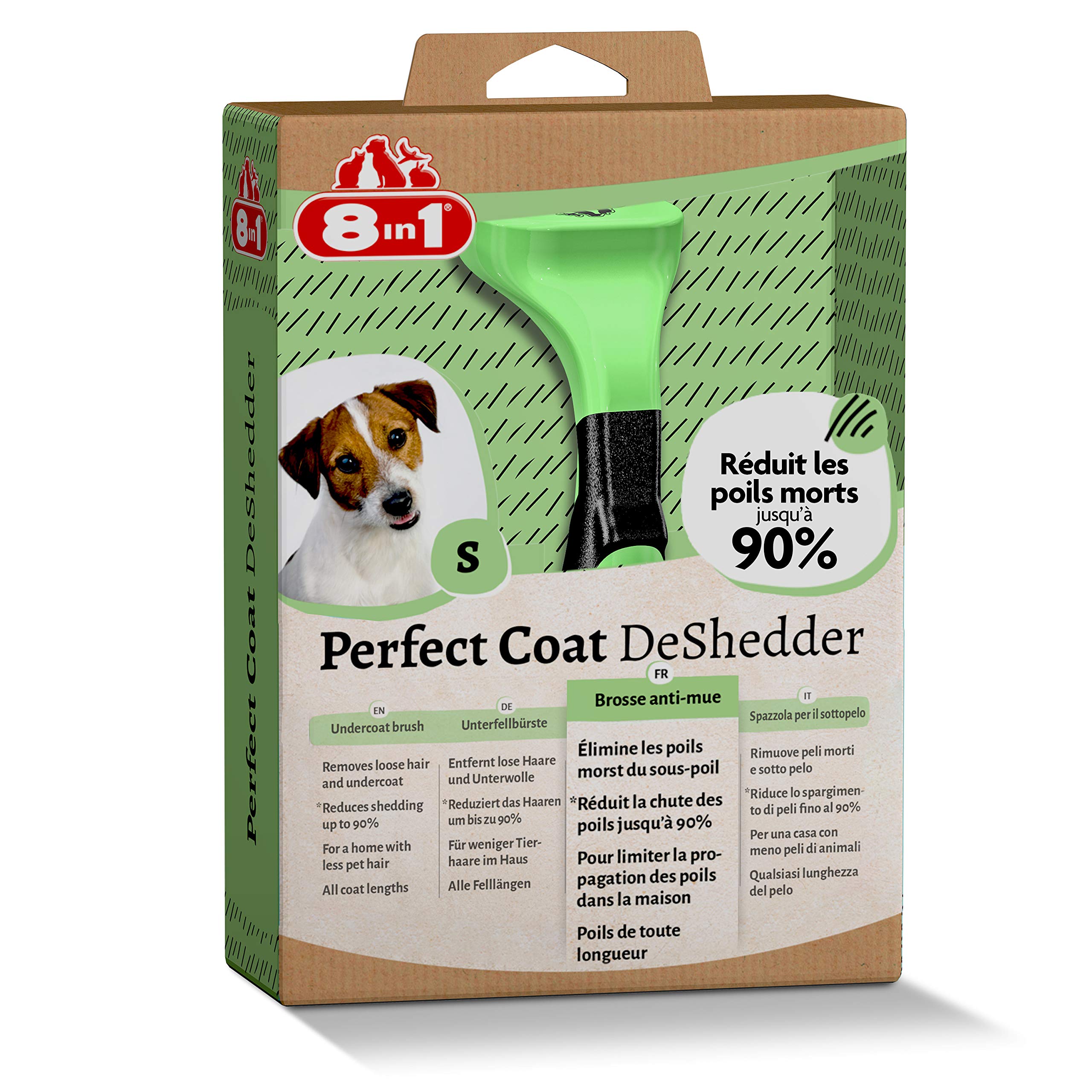 8in1-perfect-coat-brosse-chien-sous-poil-petit-chien-verte image 2