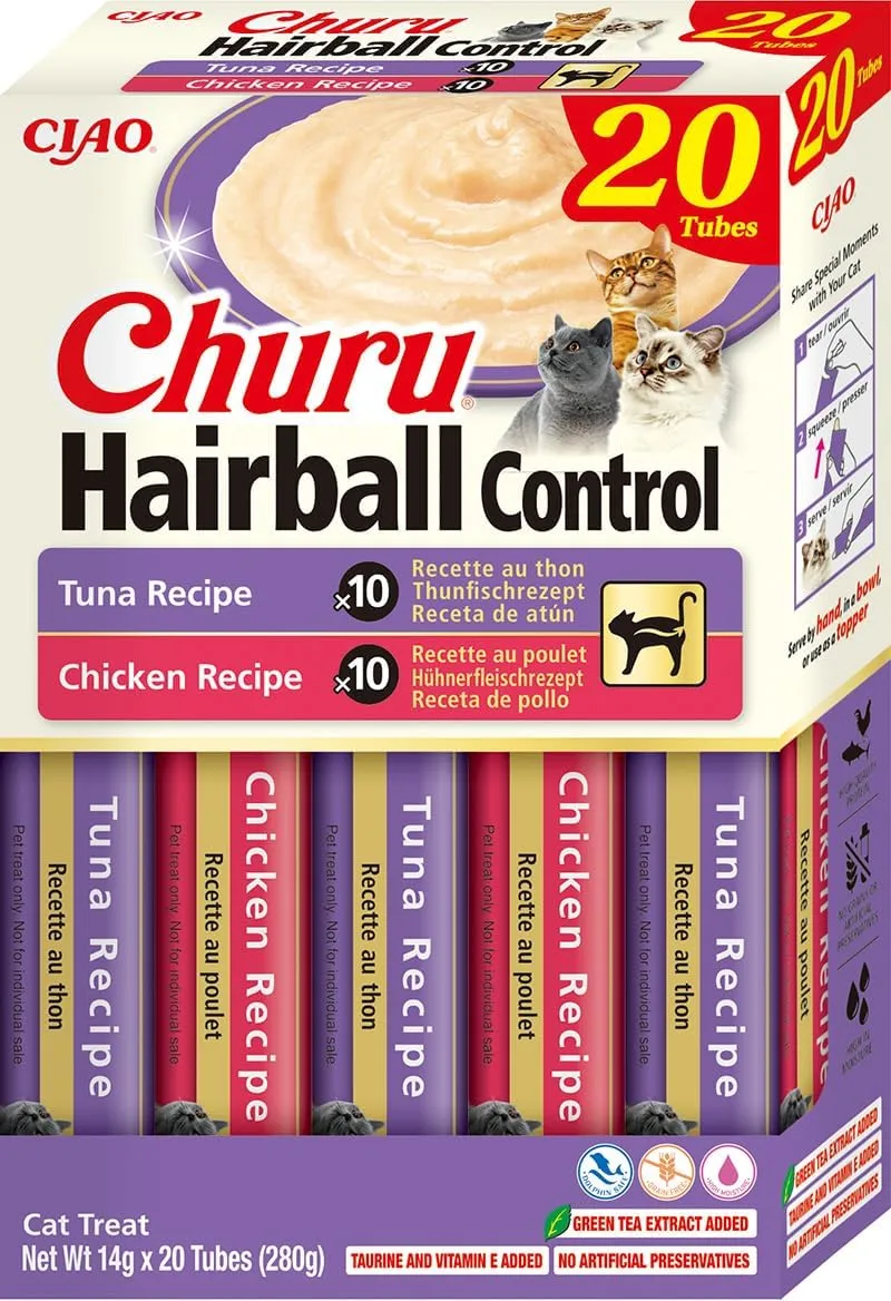 inaba-churu-hairball-control-friandise-chat-thon-poulet-20-tubes image 1