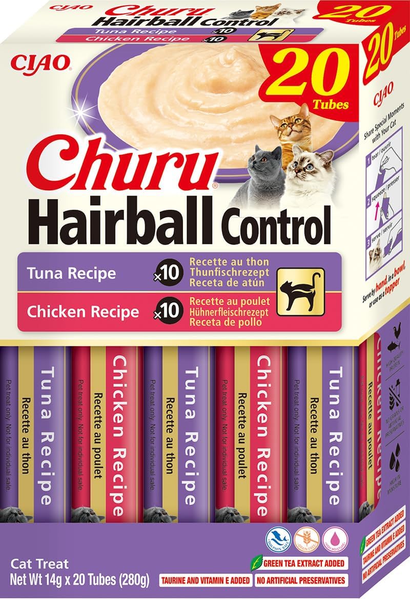 inaba-churu-hairball-control-friandise-chat-thon-poulet-20-tubes image 1