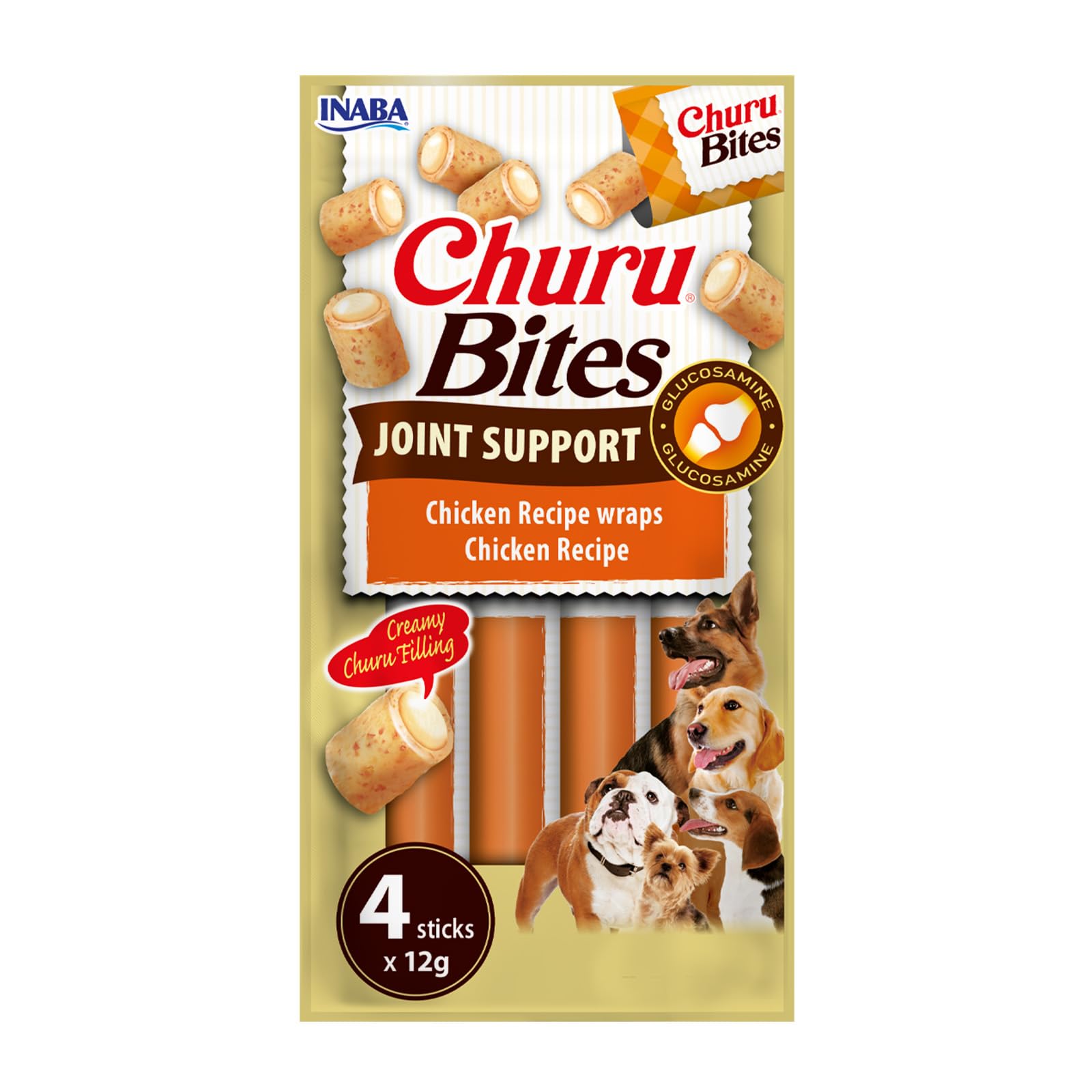 inaba-churu-bites-joint-support-friandise-chien-poulet-glucosamine-4x12g image 1