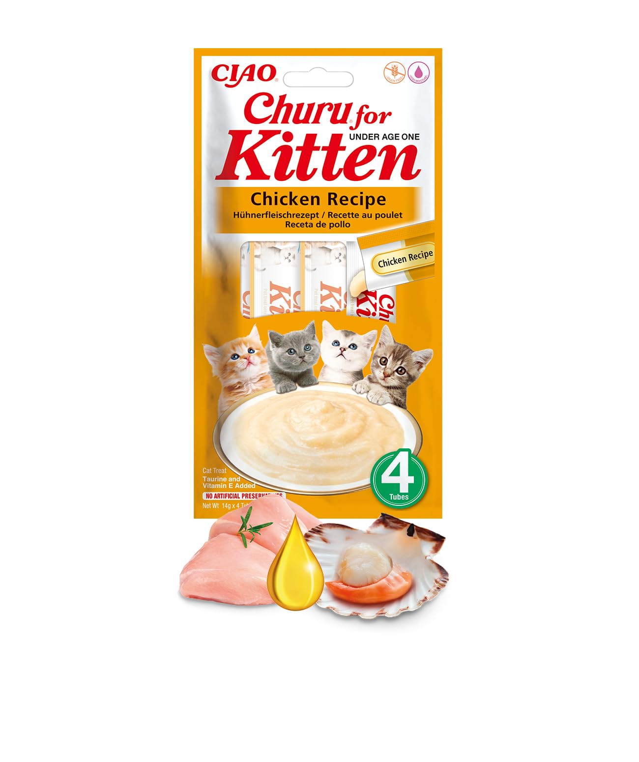 inaba-churu-kitten-cr-me-chat-poulet-4-x-14-g-hydratante image 2