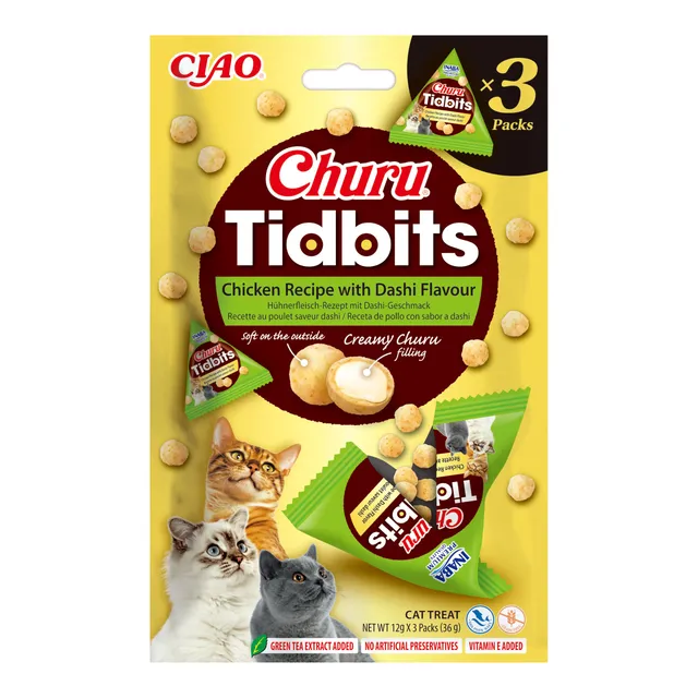 inaba-churu-tidbits-bouch-e-chat-poulet-dashi-36g-riche-en-eau image 1