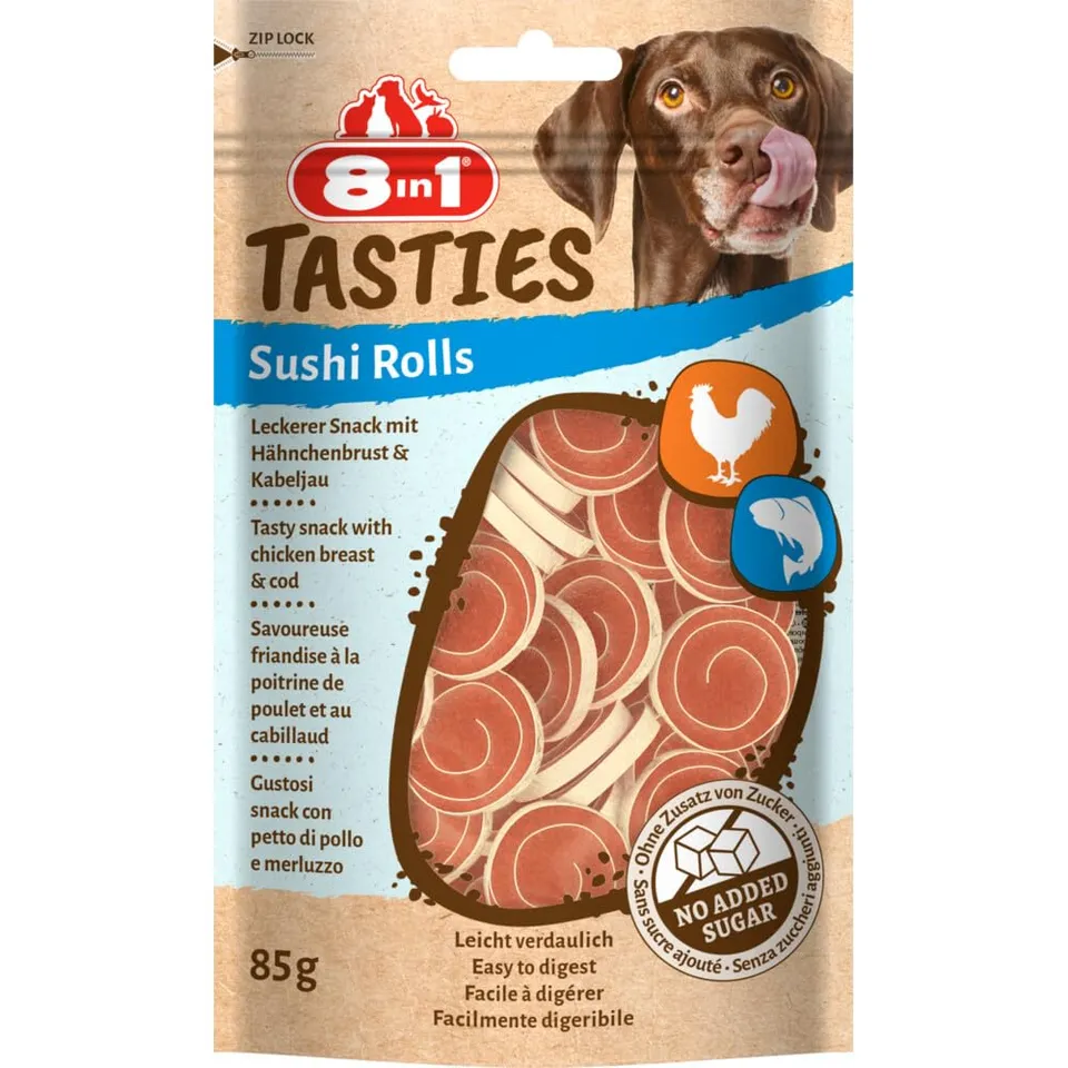 8in1-tasties-sushi-friandise-chien-poulet-morue-85g-prot-ines image 1