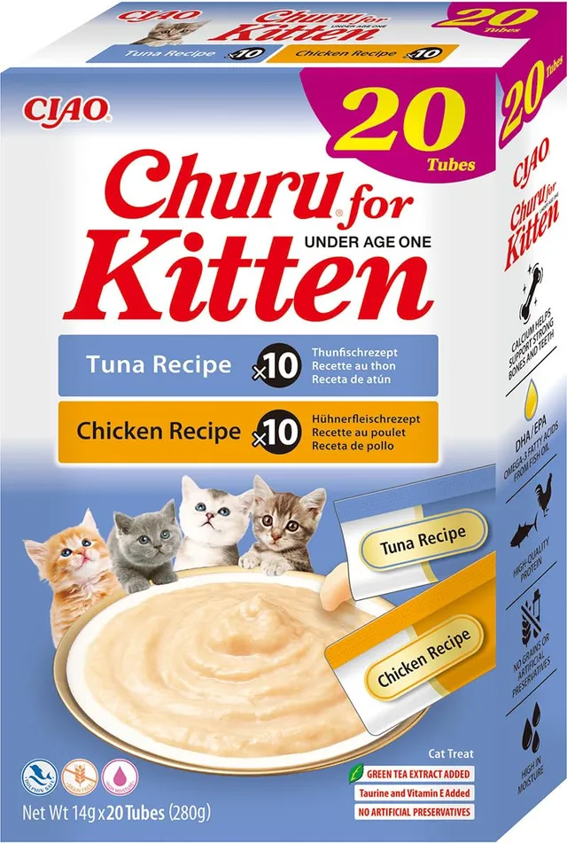 inaba-churu-kitten-snack-chaton-thon-poulet-20x14g-dha image 1